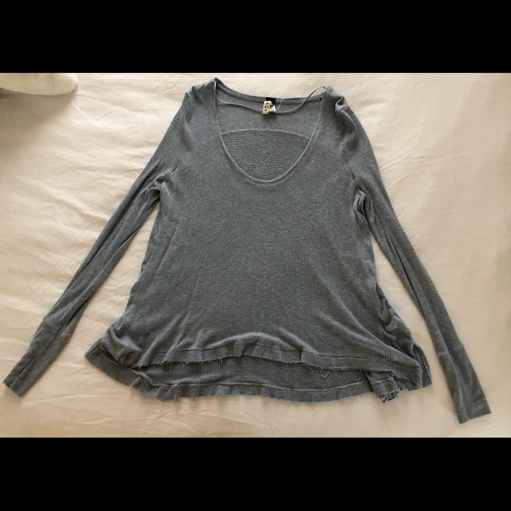 Free People Slate Grey Scoop Neck Longsleeve Tunic